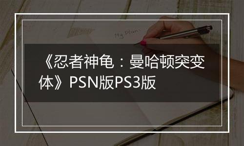 《忍者神龟：曼哈顿突变体》PSN版PS3版