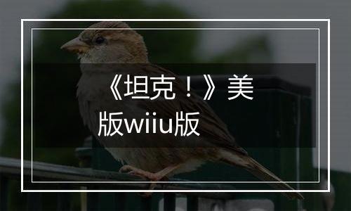 《坦克！》美版wiiu版