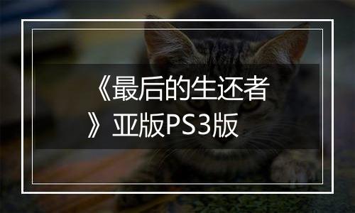 《最后的生还者》亚版PS3版