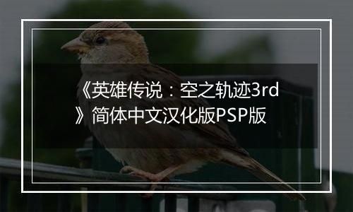 《英雄传说：空之轨迹3rd》简体中文汉化版PSP版