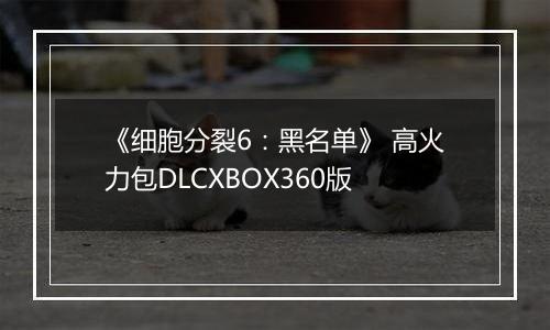《细胞分裂6：黑名单》 高火力包DLCXBOX360版