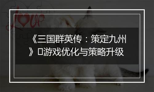 《三国群英传：策定九州》​游戏优化与策略升级