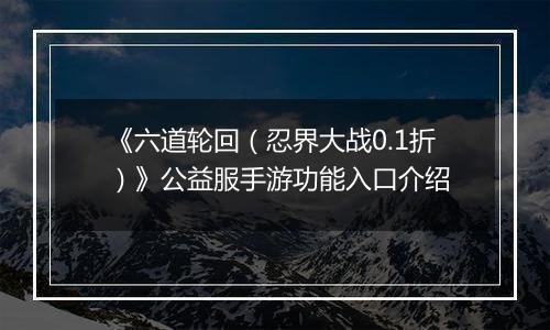 《六道轮回（忍界大战0.1折）》公益服手游功能入口介绍