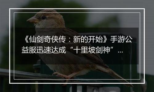 《仙剑奇侠传：新的开始》手游公益服迅速达成“十里坡剑神”？