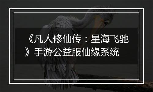 《凡人修仙传：星海飞驰》手游公益服仙缘系统