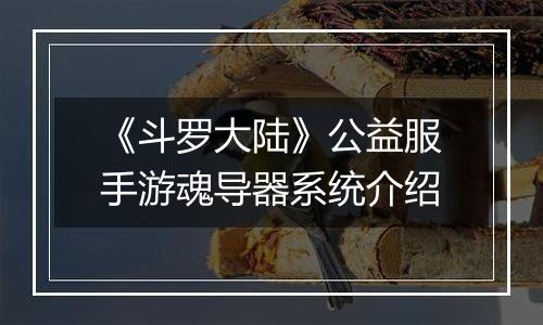 《斗罗大陆》公益服手游魂导器系统介绍