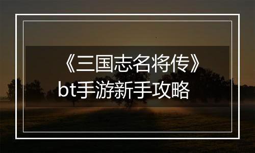 《三国志名将传》bt手游新手攻略