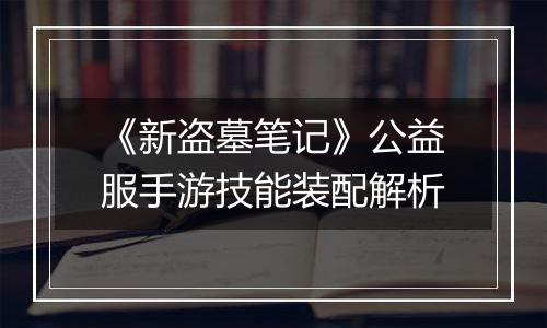 《新盗墓笔记》公益服手游技能装配解析