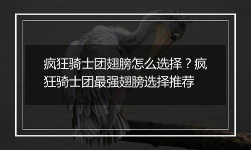 疯狂骑士团翅膀怎么选择？疯狂骑士团最强翅膀选择推荐