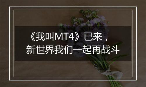 《我叫MT4》已来，新世界我们一起再战斗