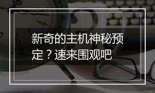 新奇的主机神秘预定？速来围观吧