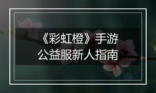 《彩虹橙》手游公益服新人指南