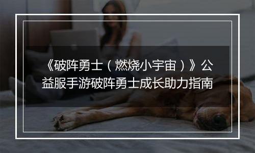 《破阵勇士（燃烧小宇宙）》公益服手游破阵勇士成长助力指南
