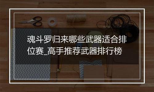 魂斗罗归来哪些武器适合排位赛_高手推荐武器排行榜