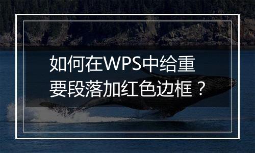如何在WPS中给重要段落加红色边框？